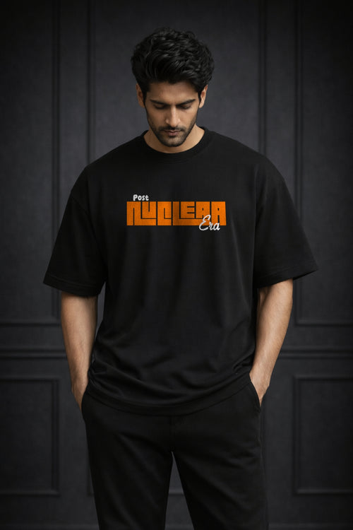Zwuri Men | Nuclear Era  - Pitch Black Oversized T-Shirt