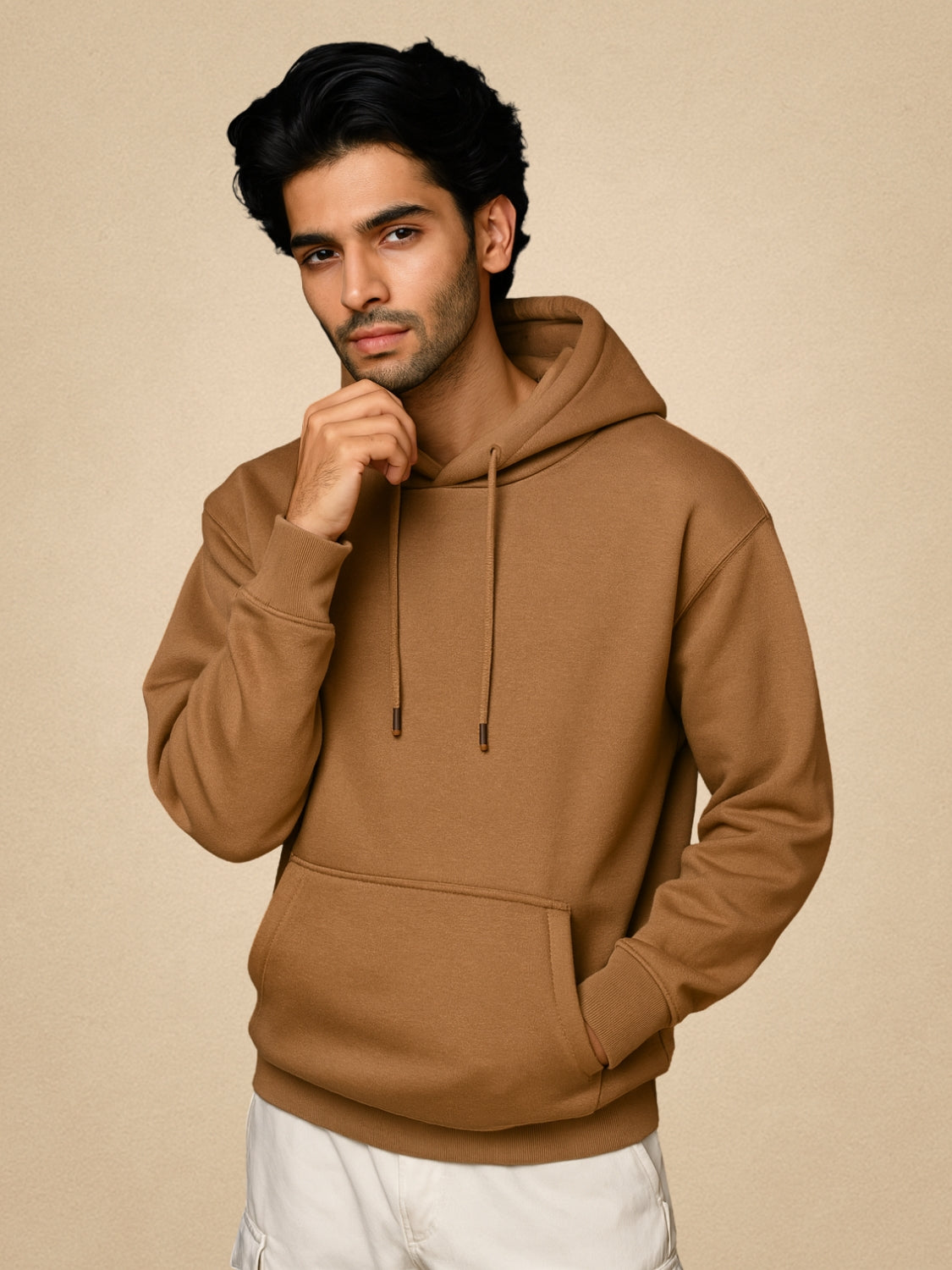 Zwuri Men | Solids - Biscoff Brown Oversized Hoodie