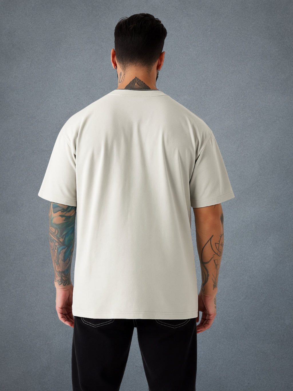 Zwuri Men’s Smoke Gray Oversized T-Shirt Solids, Relaxed Fit, Minimalist Everyday Wear