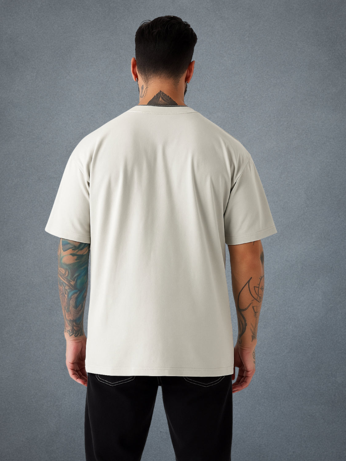 Zwuri Men’s Smoke Gray Oversized T-Shirt Solids, Relaxed Fit, Minimalist Everyday Wear