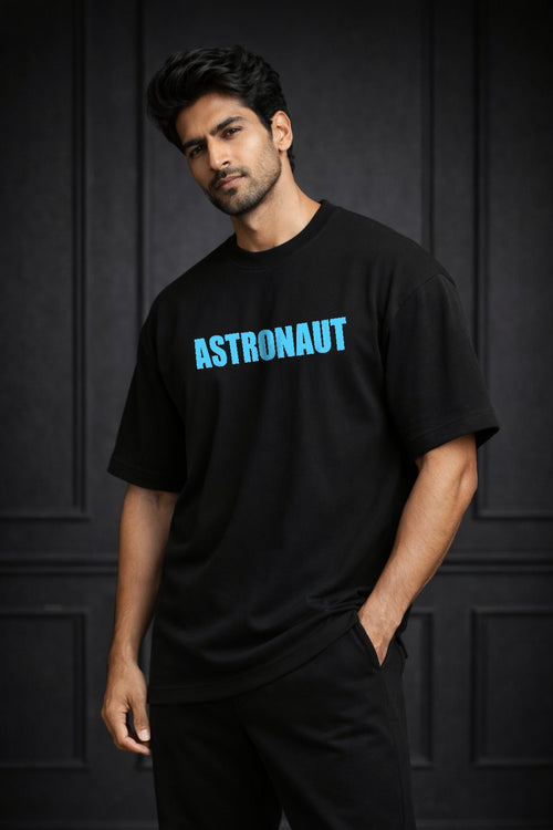 Zwuri Men | Astronaut - Pitch Black Oversized T-Shirt