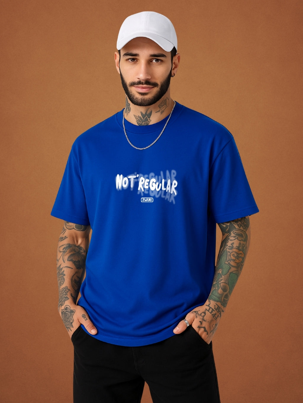 Not Regular, Drift Blue Oversized T-Shirt For Men by Zwuri