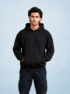 Zwuri Men | Solids - Pitch Black Oversized Hoodie