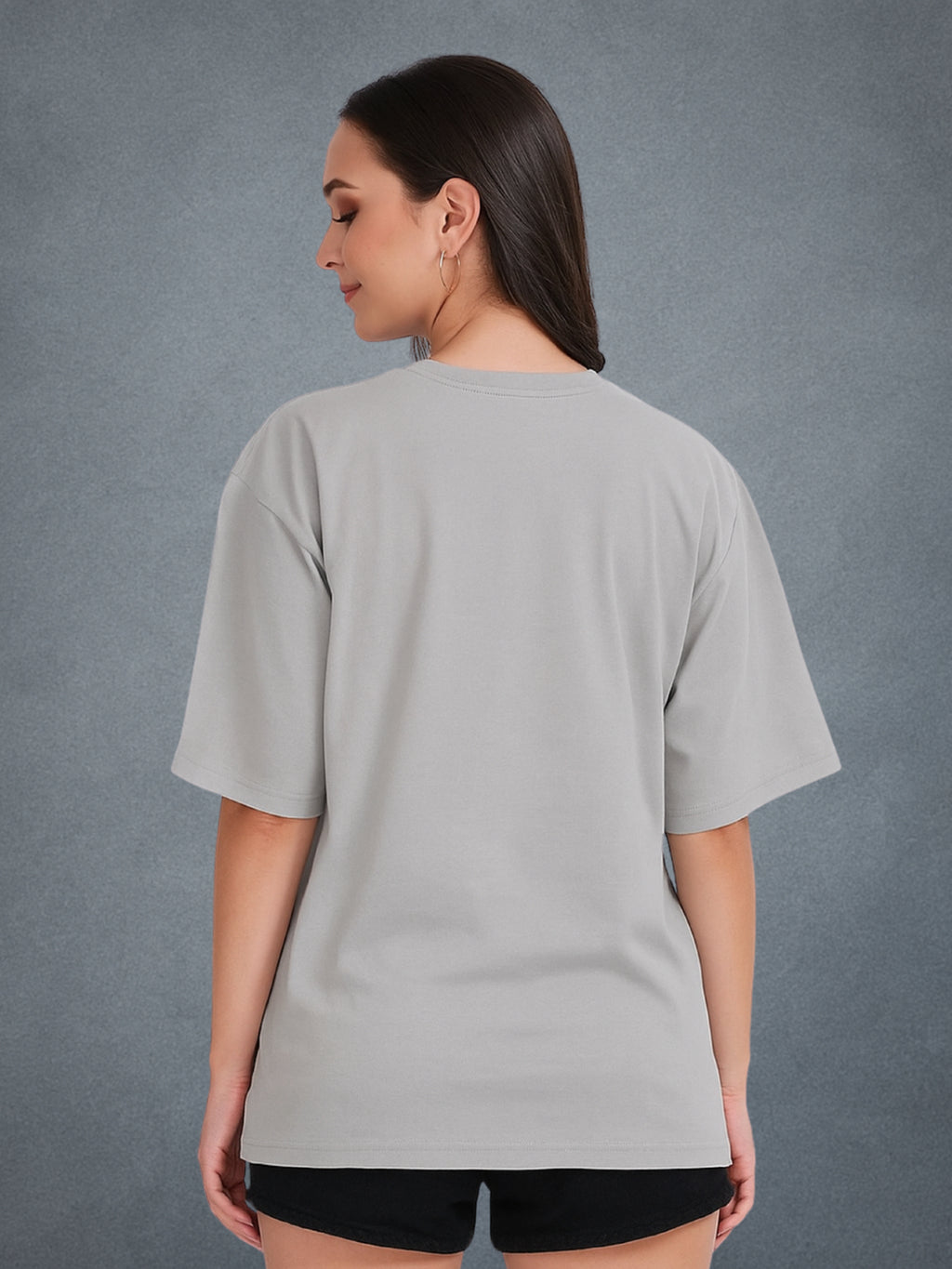 Zwuri Women’s Smoke Gray Oversized T-Shirt Solids, Relaxed Fit, Minimalist Everyday Wear