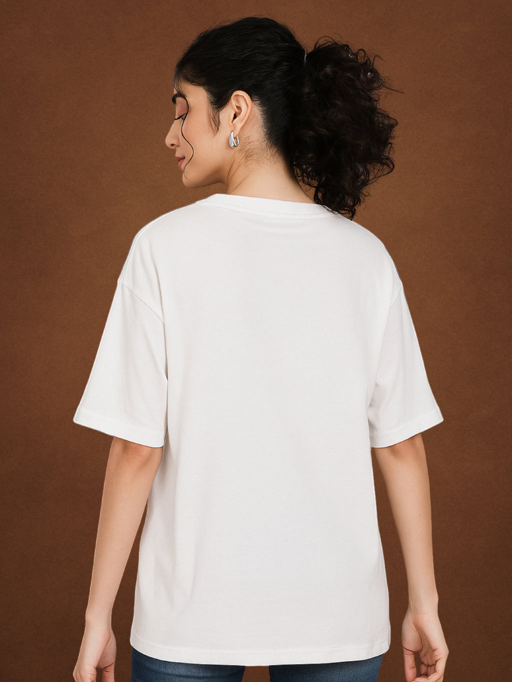 Zwuri Women's Pure White Oversized T-Shirt Solids, Relaxed Fit, Minimalist Everyday Wear