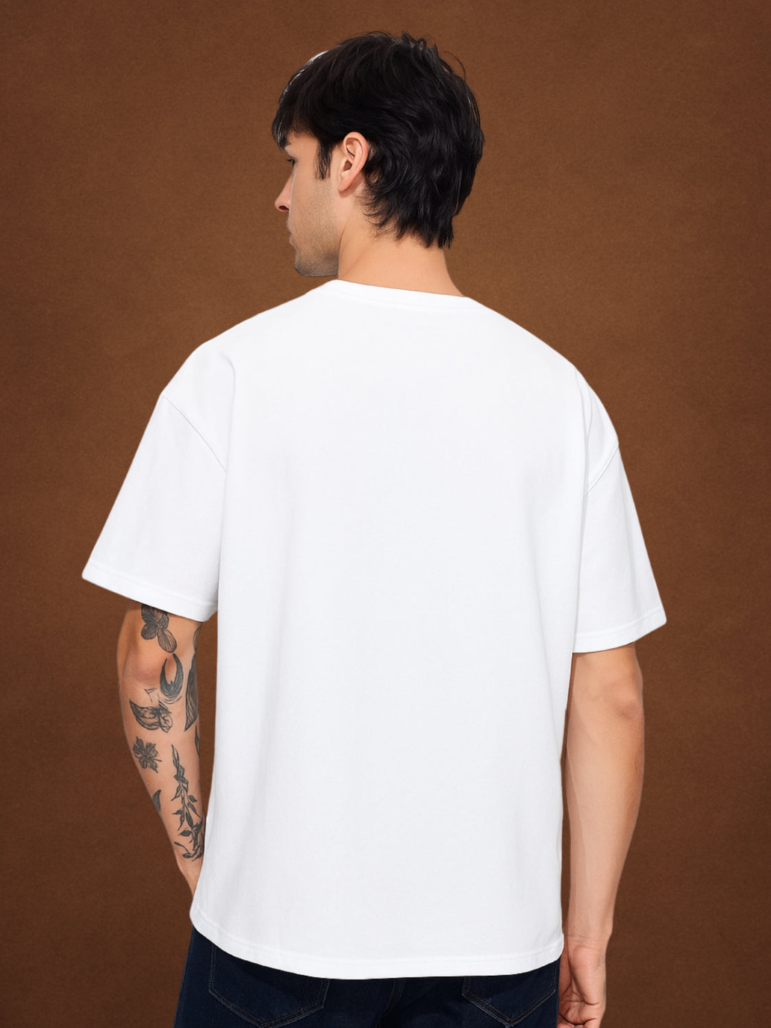 Zwuri Men’s Pure White Oversized T-Shirt Solids, Relaxed Fit, Minimalist Everyday Wear