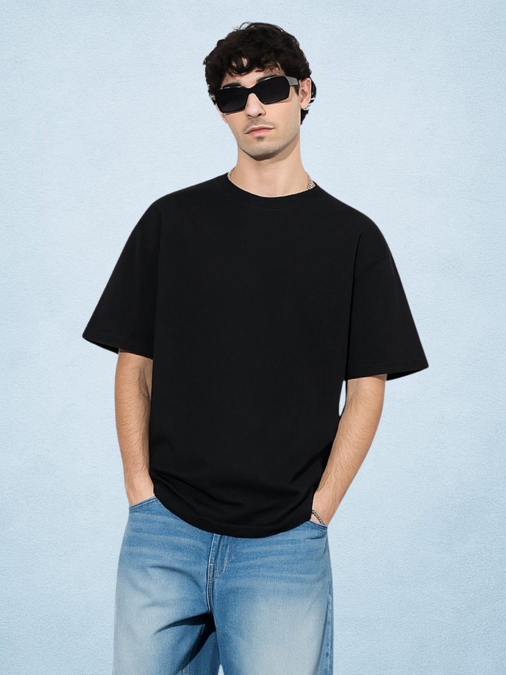 Zwuri Men’s Zen Black Oversized T-Shirt Solids, Relaxed Fit, Minimalist Everyday Wear