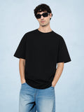 Zwuri Men | Solids - Pitch Black Oversized T-Shirt