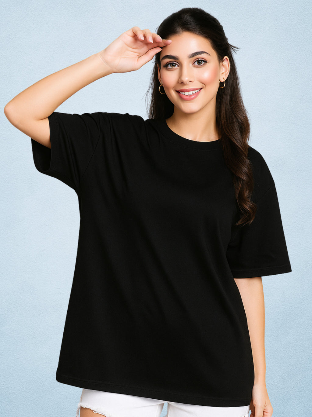 Zwuri Women’s Zen Black Oversized T-Shirt Solids, Relaxed Fit, Minimalist Everyday Wear