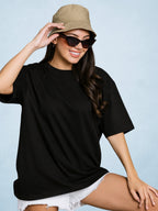 Zwuri Women | Solids - Pitch Black Oversized T-Shirt