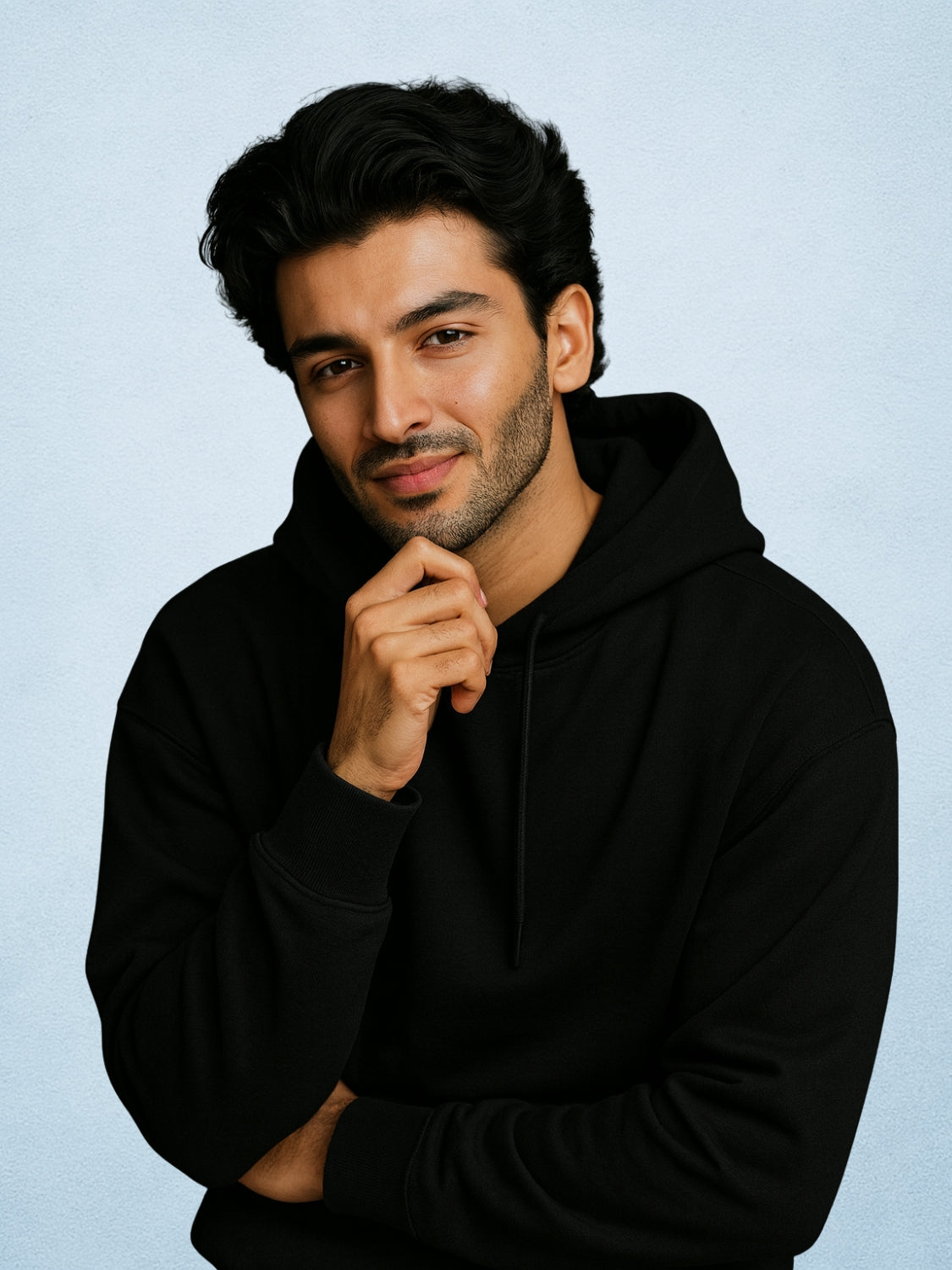 Zwuri Men | Solids - Pitch Black Oversized Hoodie