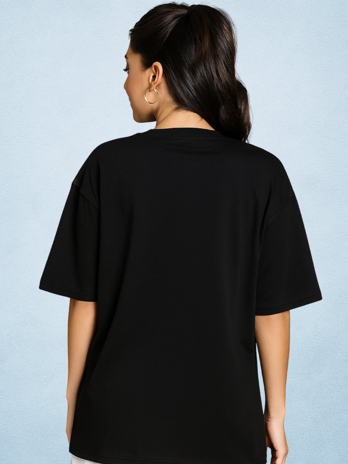 Zwuri Women’s Zen Black Oversized T-Shirt Solids, Relaxed Fit, Minimalist Everyday Wear