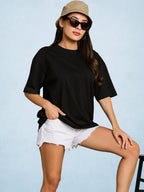 Zwuri Women | Solids - Pitch Black Oversized T-Shirt