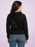 Zwuri Women | Solids - Pitch Black Oversized Hoodie
