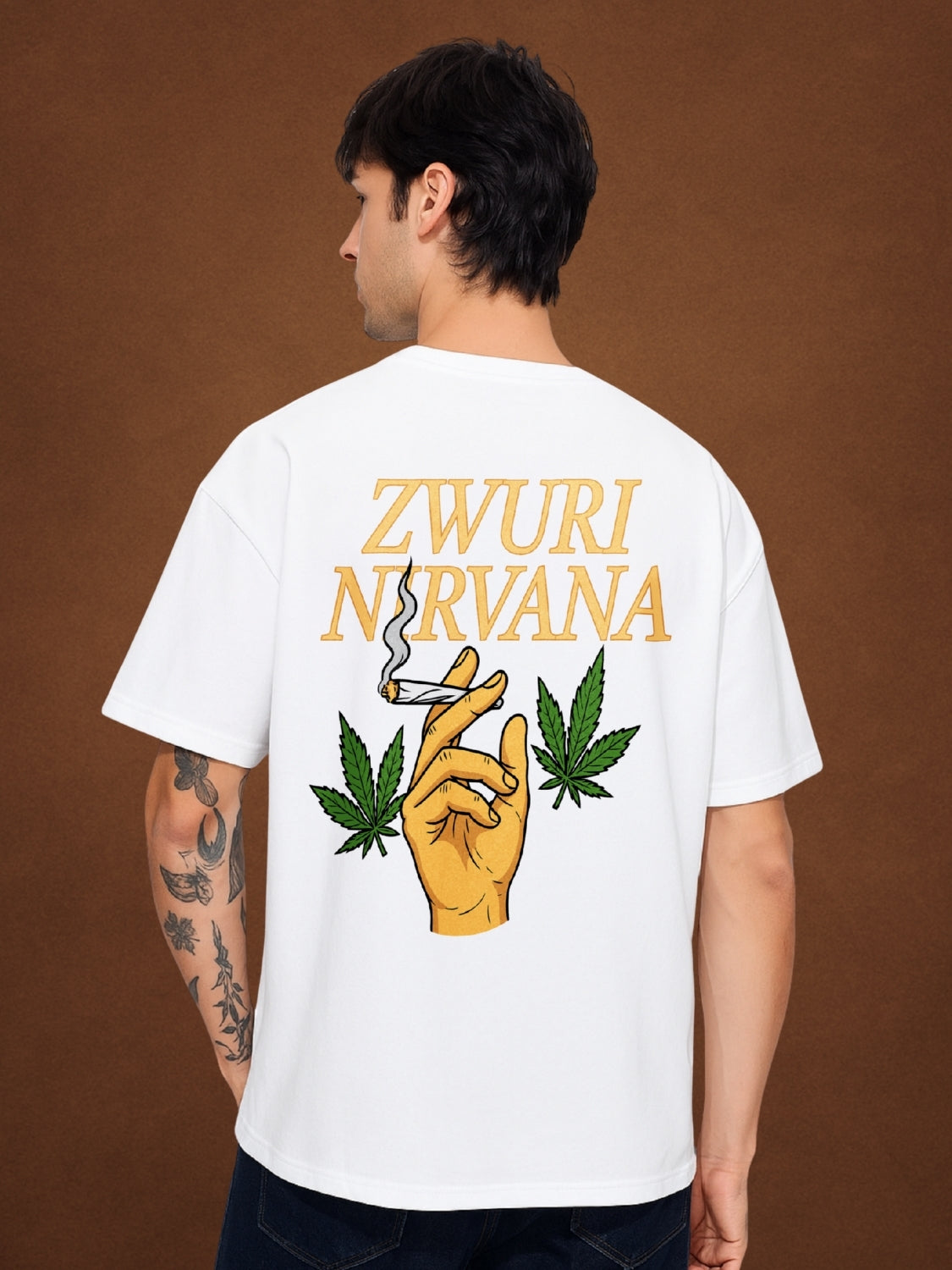 ☺️ Nirvana, Pure White Oversized T-Shirt For Men by Zwuri