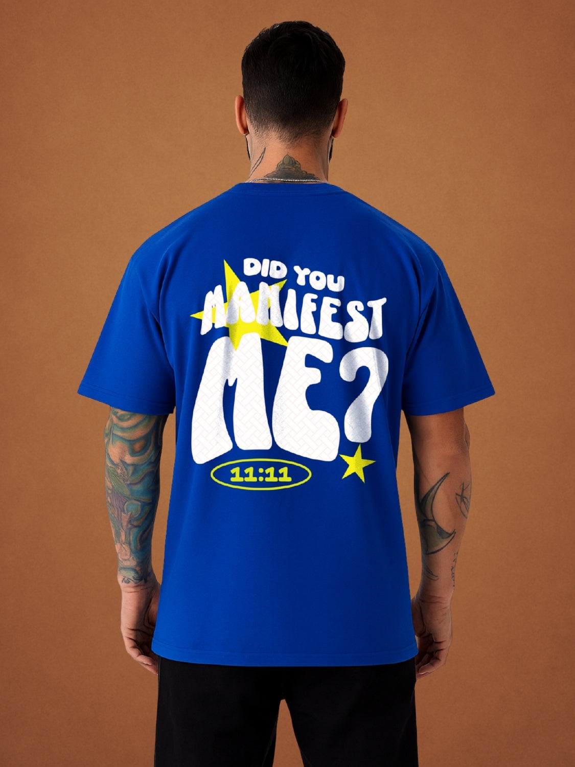 Did You Manifest Me? Drift Blue Oversized T-Shirt for Men by Zwuri