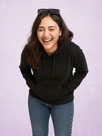 Zwuri Women | Solids - Pitch Black Oversized Hoodie