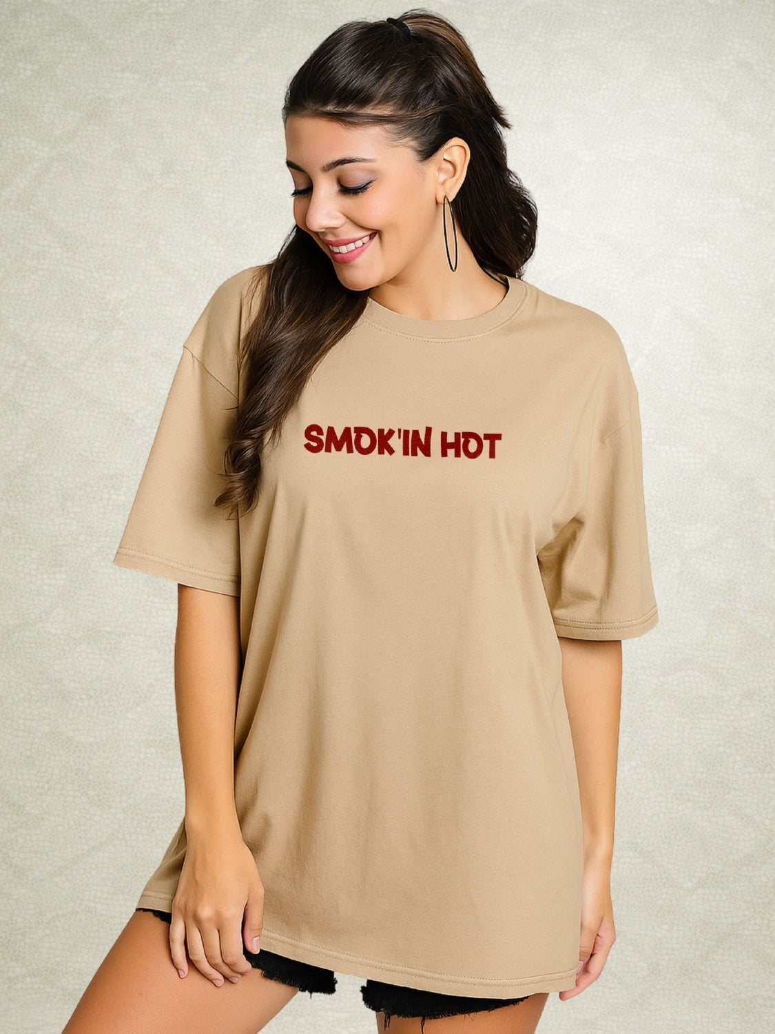 Zwuri Women | Smoking Hot - Caramel Kiss Oversized T-Shirt