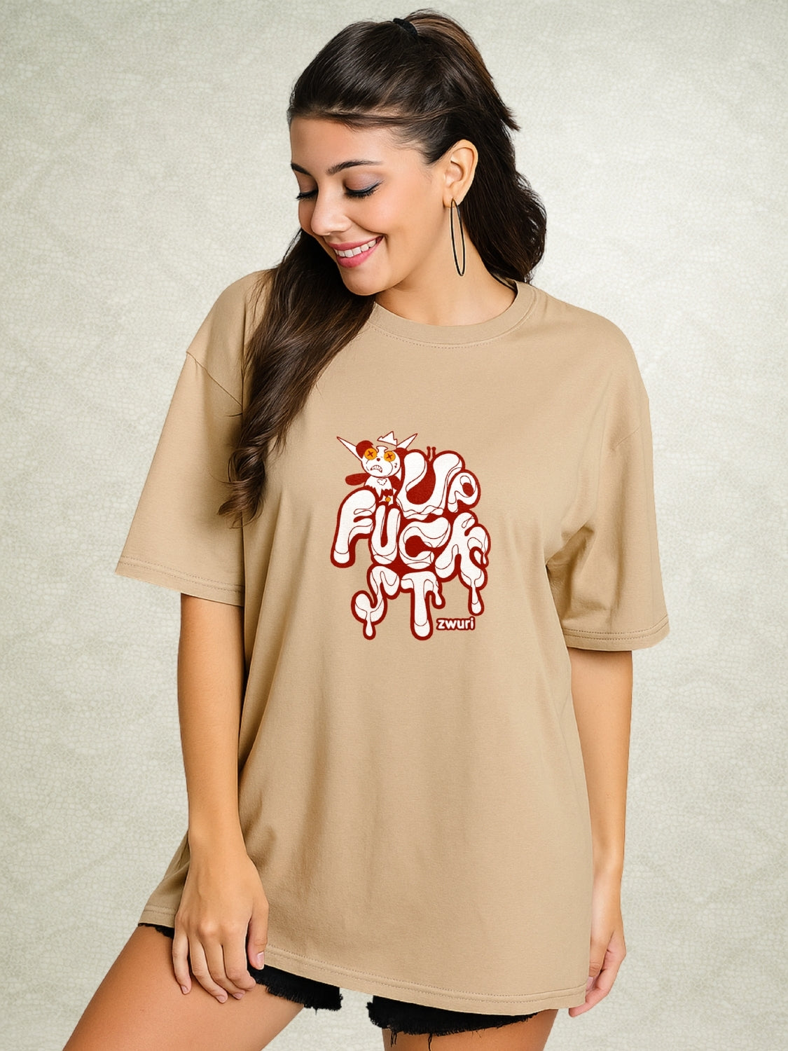 Zwuri Women | STFU - Caramel Kiss Oversized T-Shirt