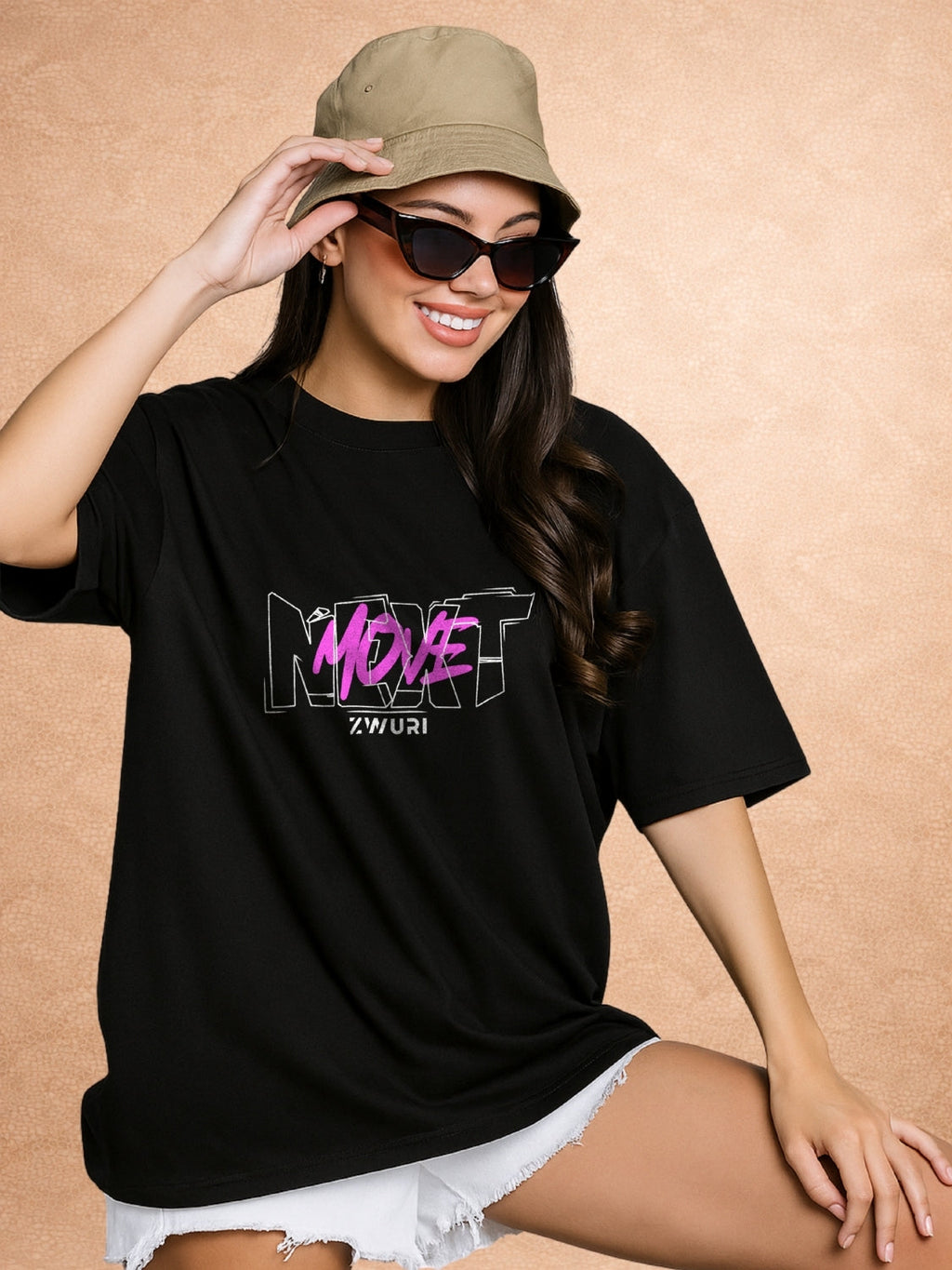 Zwuri Women | Next Move - Pitch Black Oversized T-Shirt