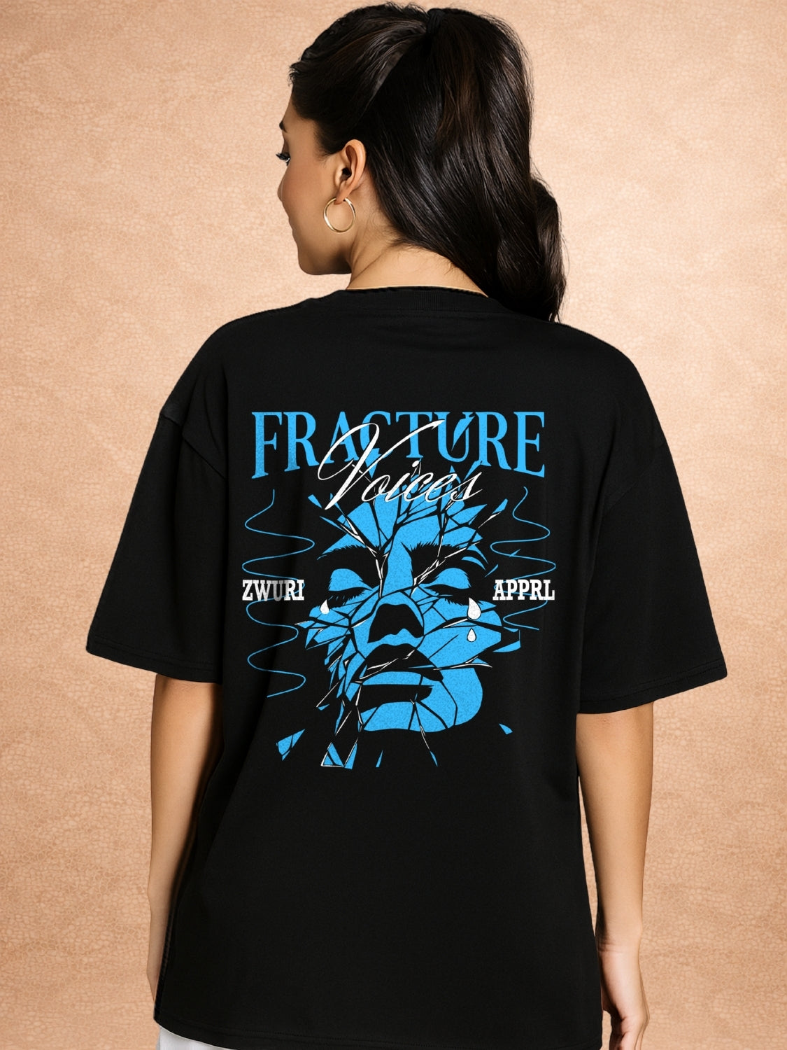 Zwuri Women | Fracture - Pitch Black Oversized Hoodie