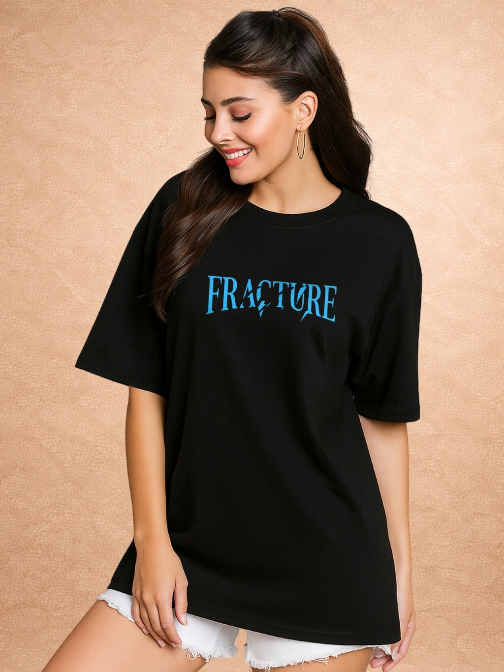 Zwuri Women | Fracture - Pitch Black Oversized Hoodie