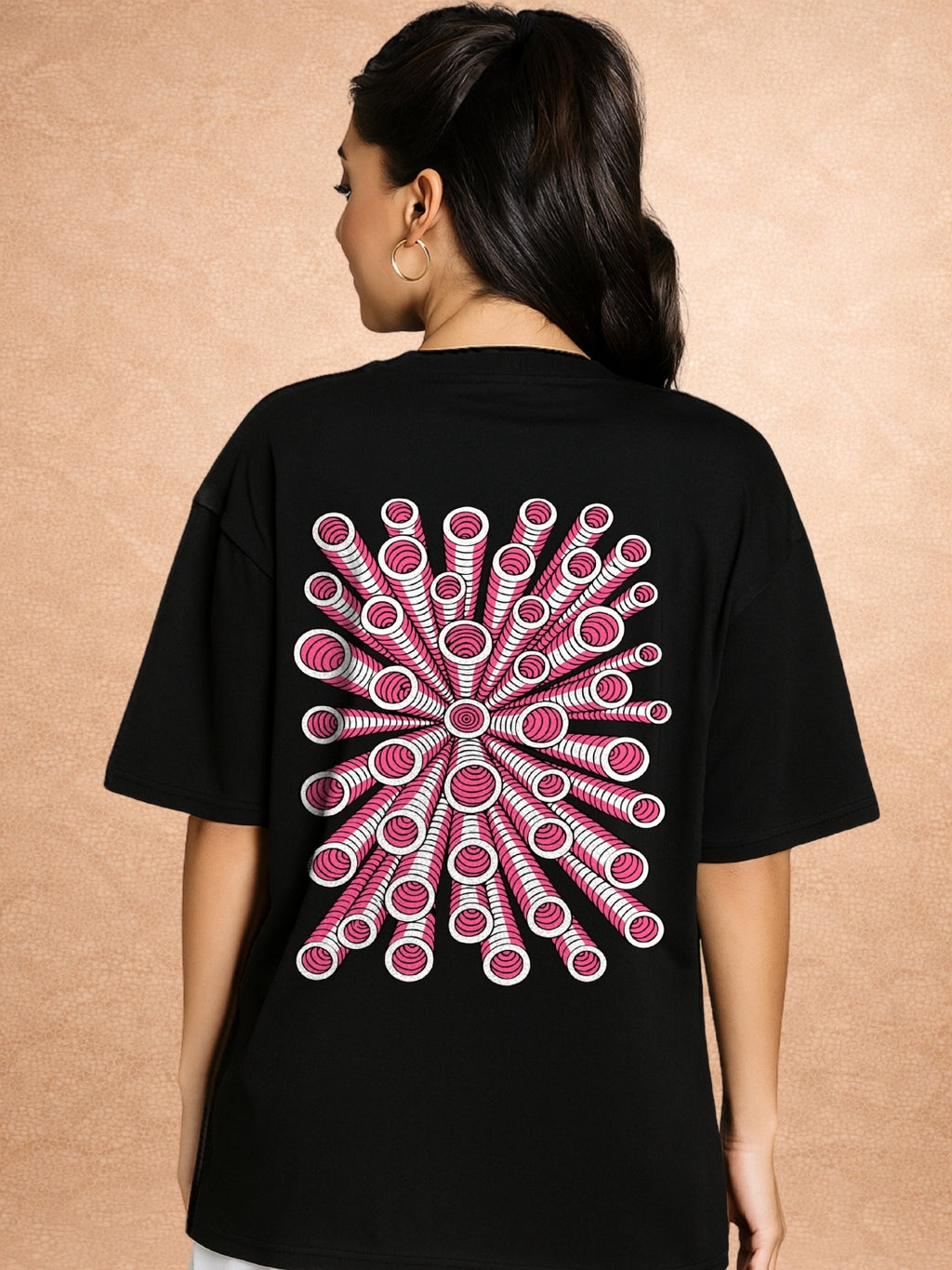 Zwuri Women | Hologram - Pitch Black Oversized T-Shirt