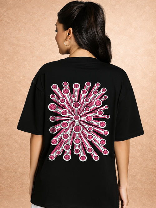 Zwuri Women | Hologram - Pitch Black Oversized T-Shirt