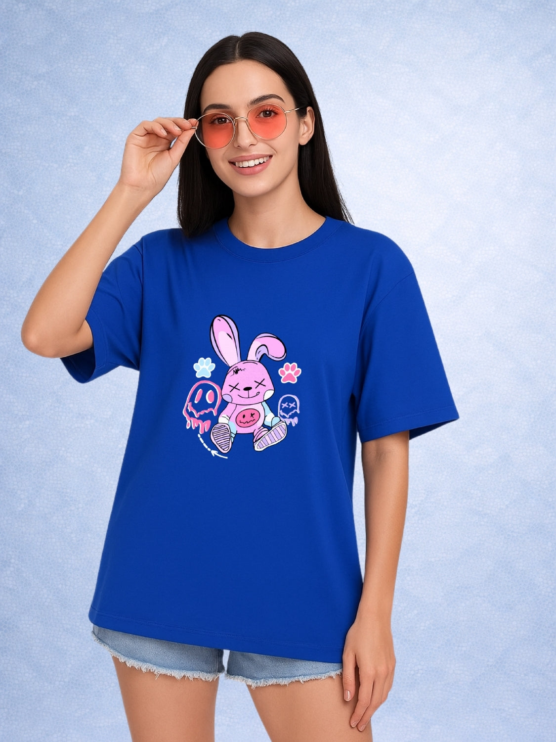 Zwuri Women | Bunny - Ocean Breeze Oversized T-Shirt