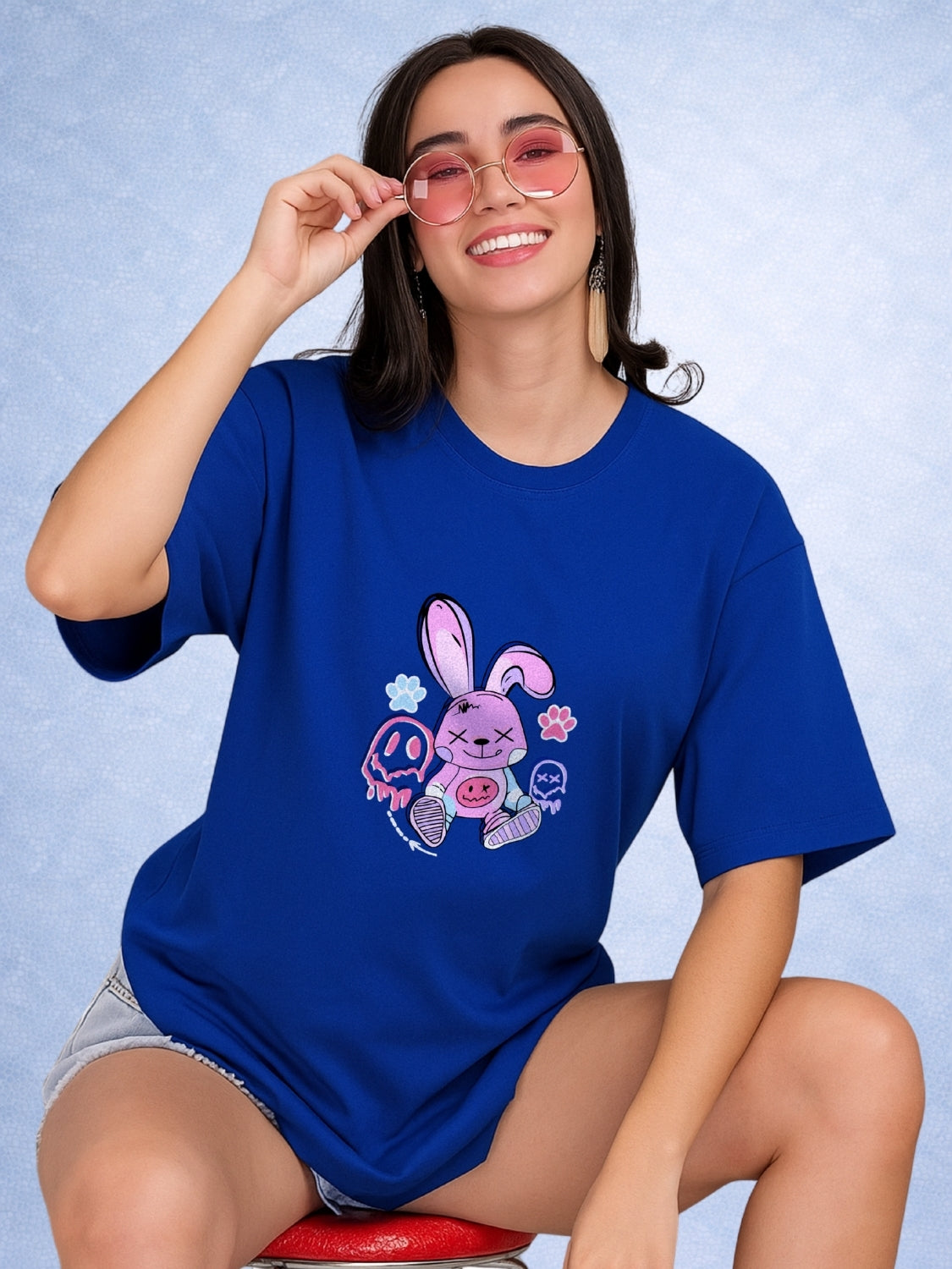 Zwuri Women | Bunny - Ocean Breeze Oversized T-Shirt
