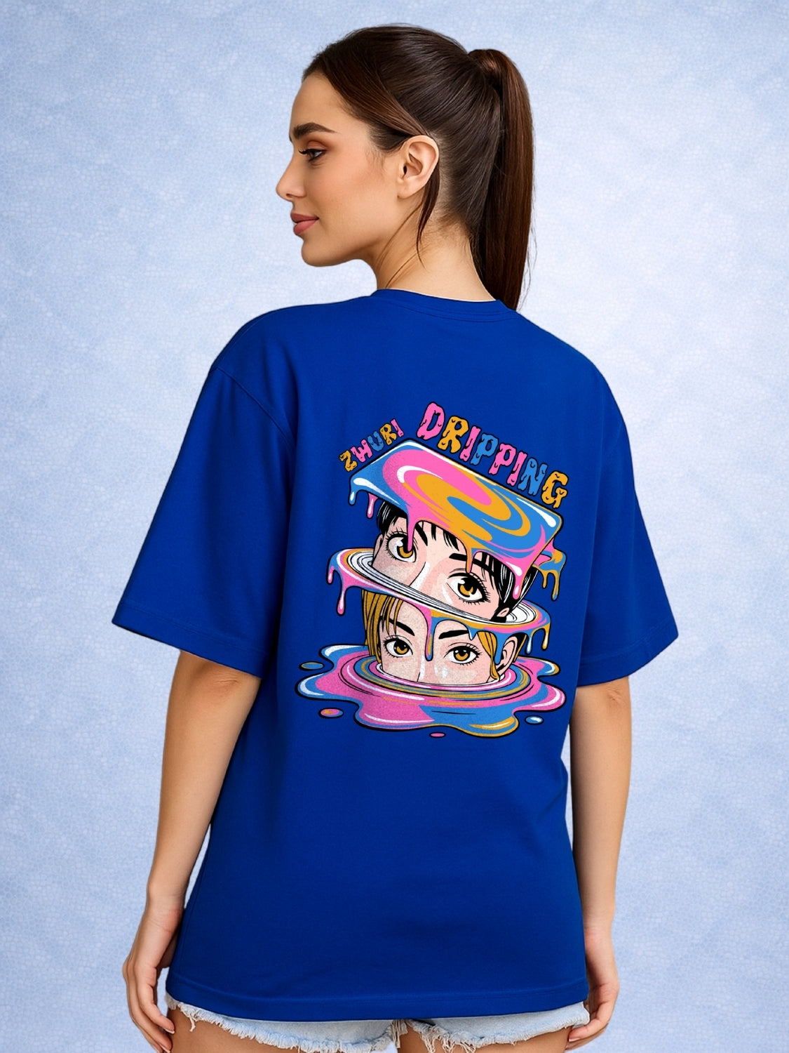 Zwuri Women | Dripping - Ocean Breeze Oversized T-Shirt