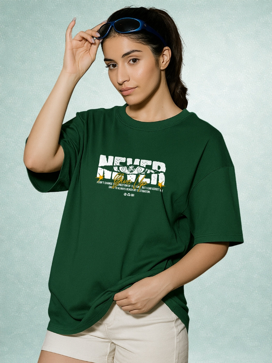 Zwuri Women | Never Give Up - Jungle Vibe Oversized T-Shirt