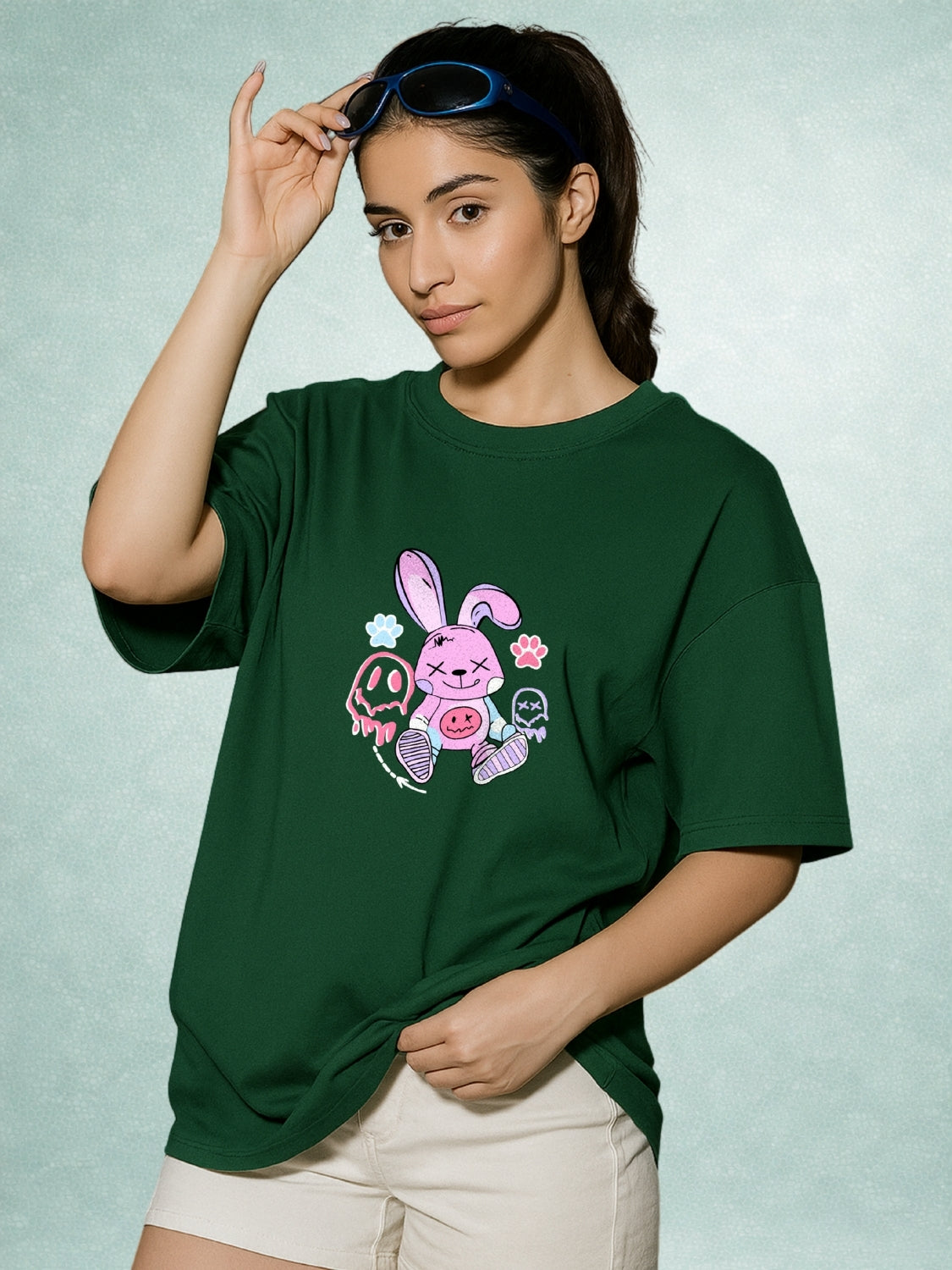 Zwuri Women | Bunny - Jungle Vibe Oversized T-Shirt
