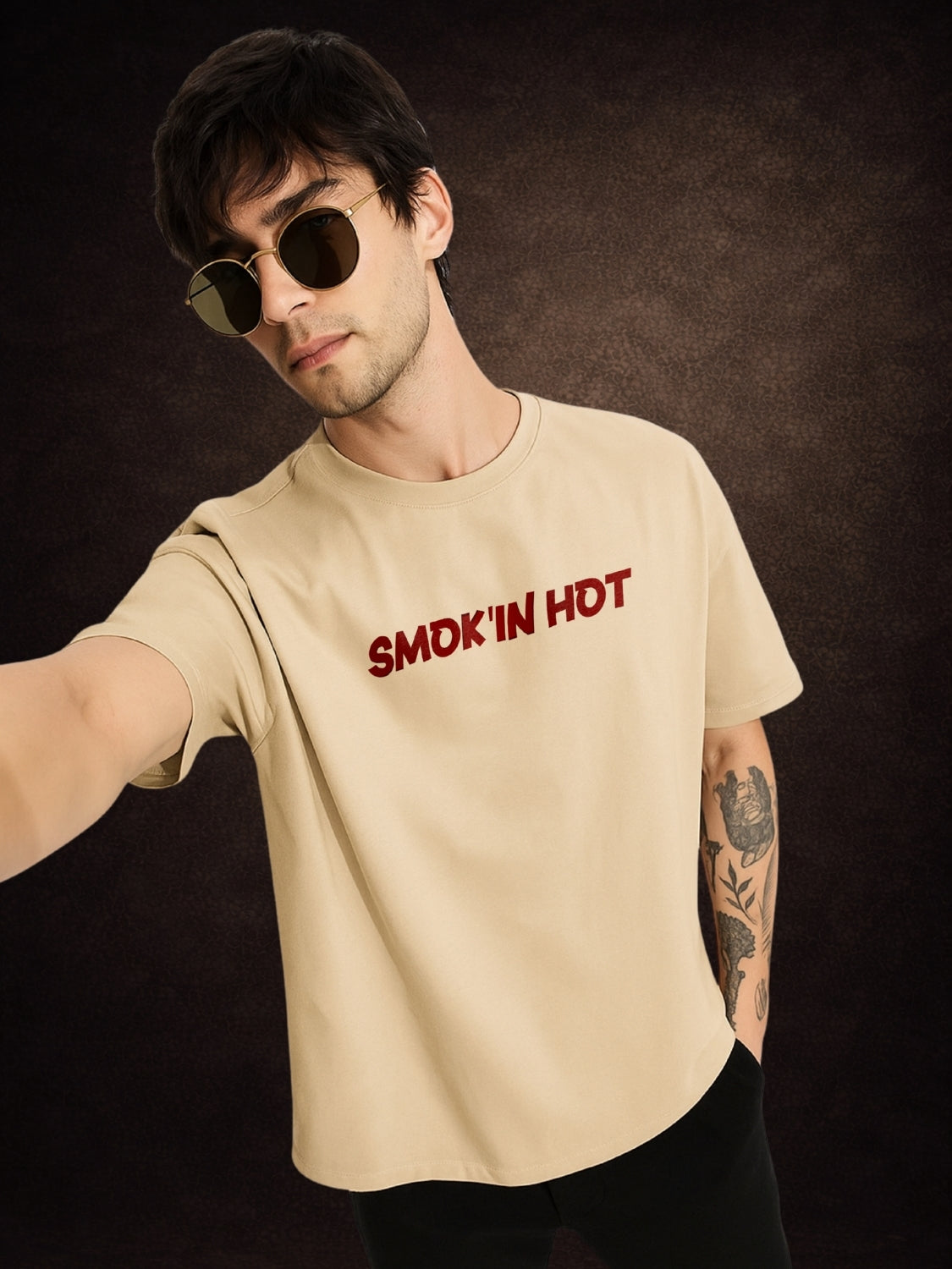 Zwuri Men | Smoking Hot - Caramel Kiss Oversized T-Shirt