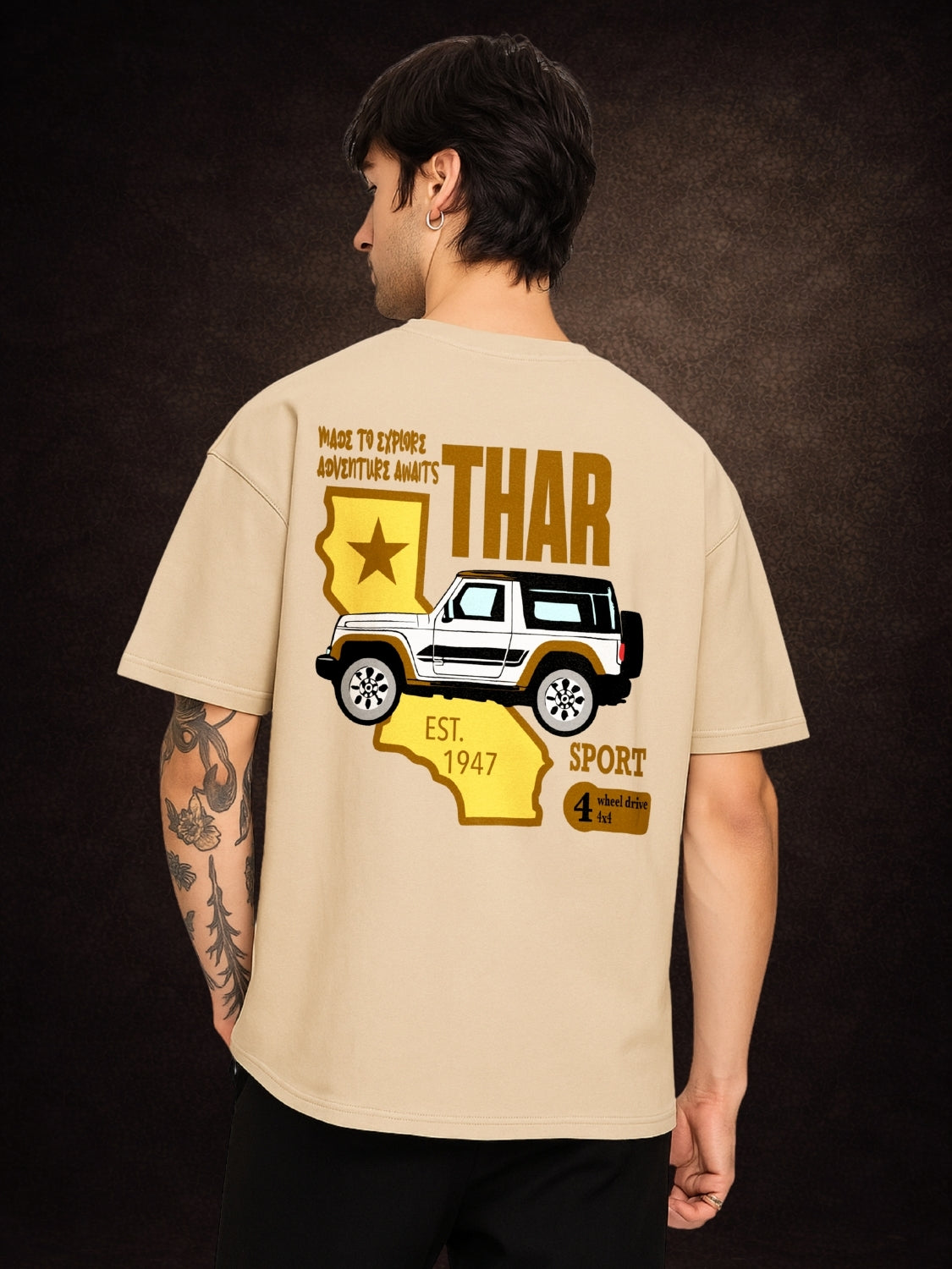 Zwuri Men | Thar - Caramel Kiss Oversized T-Shirt