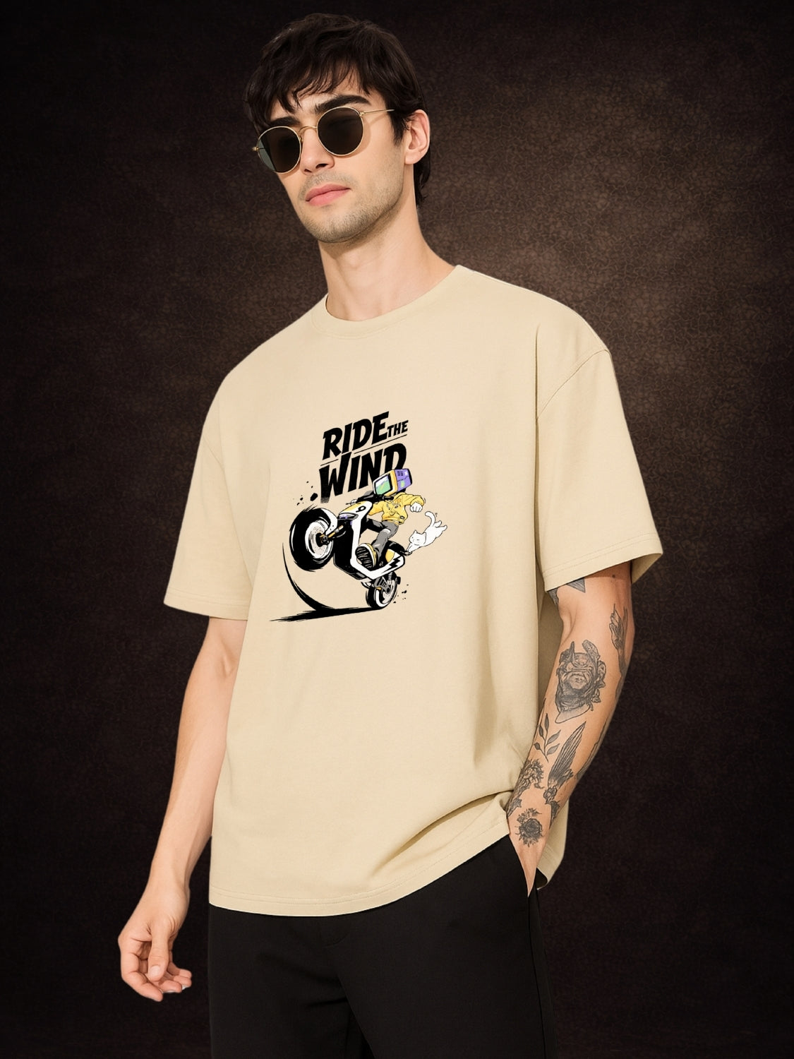 Zwuri Men | Ride The Wind - Caramel Kiss Oversized T-Shirt