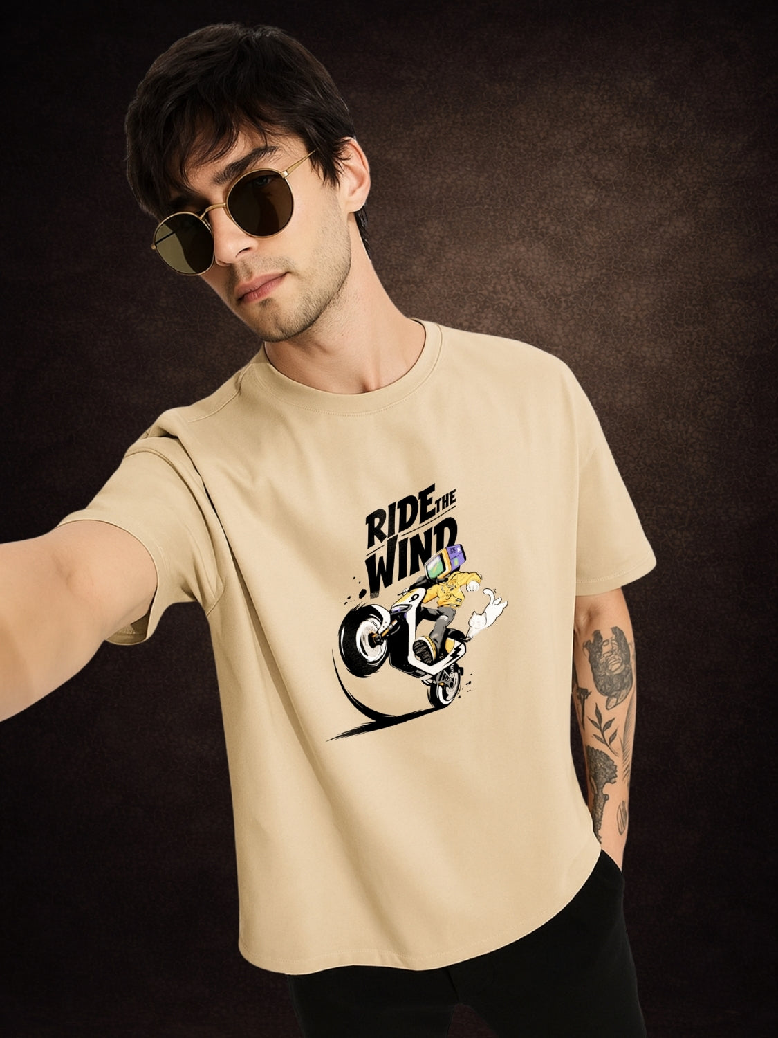 Zwuri Men | Ride The Wind - Caramel Kiss Oversized T-Shirt