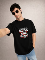 Zwuri Men | All We Have Is Now - Pitch Black Oversized T-Shirt