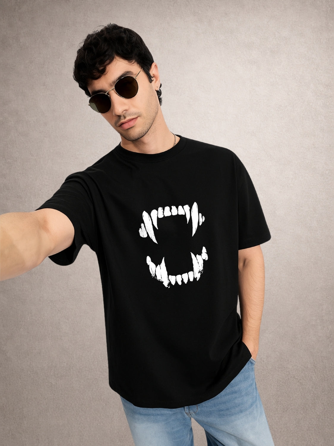Zwuri Men | Rave - Pitch Black Oversized T-Shirt