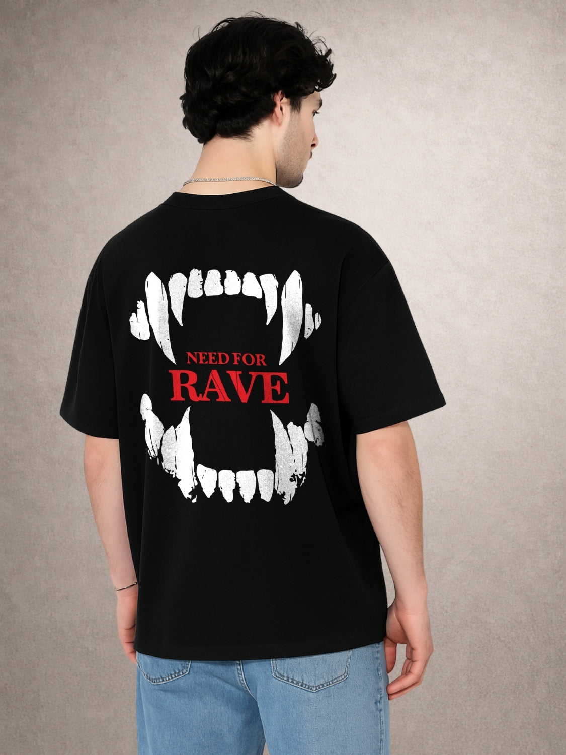 Zwuri Men | Rave - Pitch Black Oversized T-Shirt
