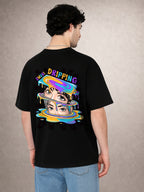 Zwuri Men | Dripping - Pitch Black Oversized T-Shirt