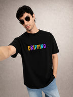 Zwuri Men | Dripping - Pitch Black Oversized T-Shirt