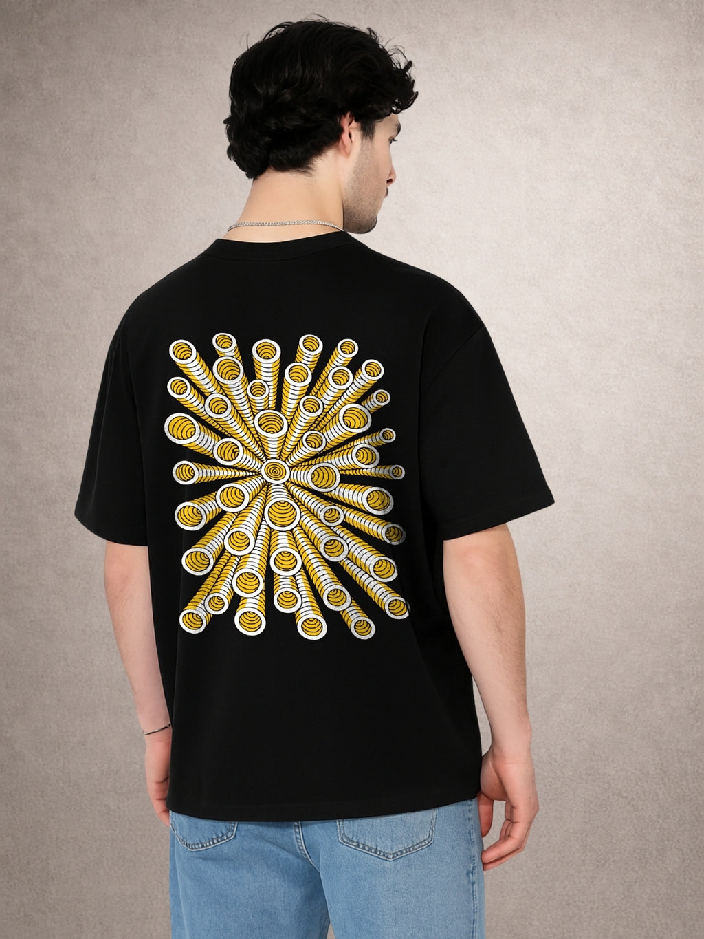 Zwuri Men | Hologram - Pitch Black Oversized T-Shirt