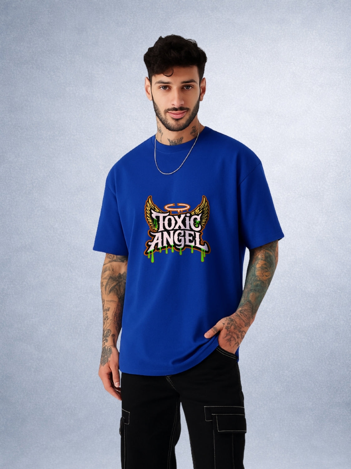 Zwuri Men | Toxic Angel- Ocean Breeze Oversized T-Shirt