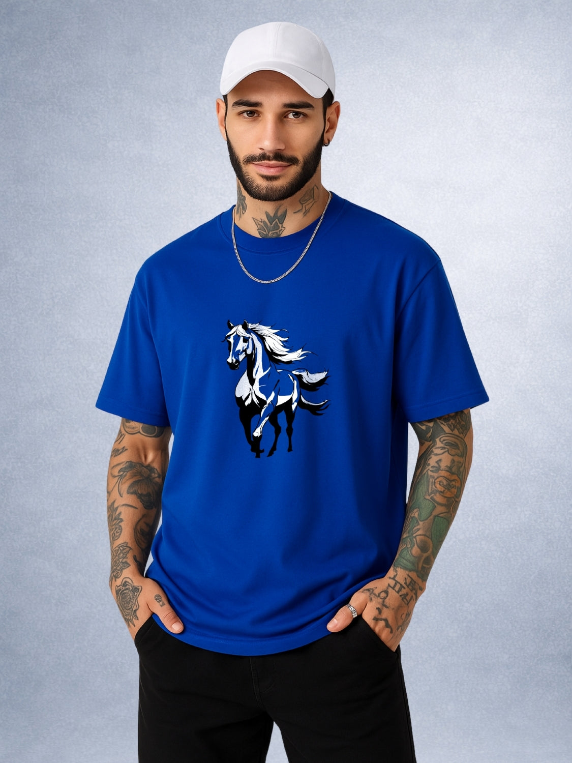 Zwuri Men | Horse - Ocean Breeze Oversized T-Shirt
