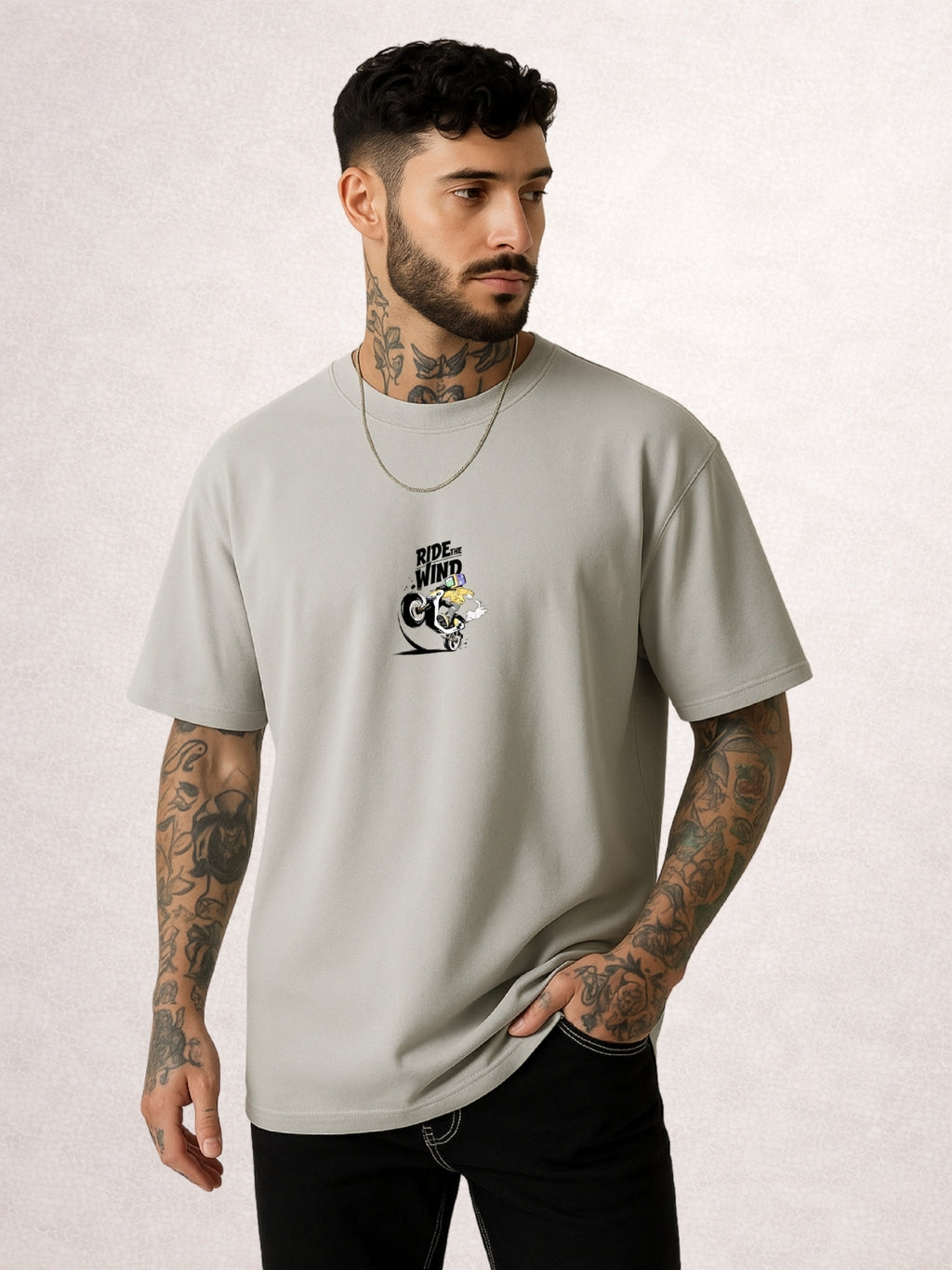 Zwuri Men | Ride The Wind - Concrete Jungle Oversized T-Shirt