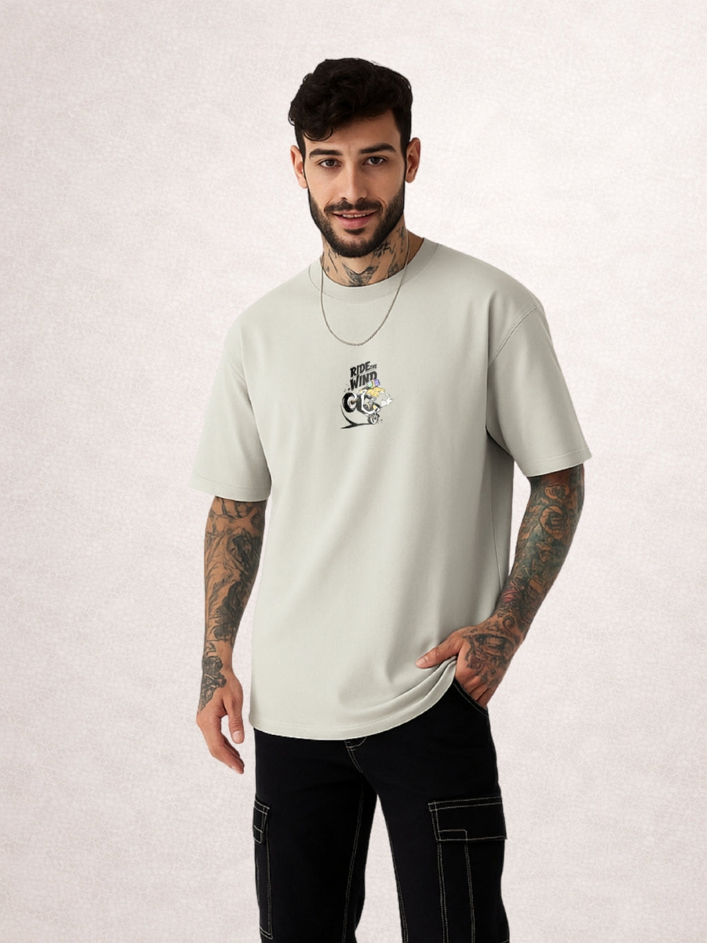 Zwuri Men | Ride The Wind - Concrete Jungle Oversized T-Shirt