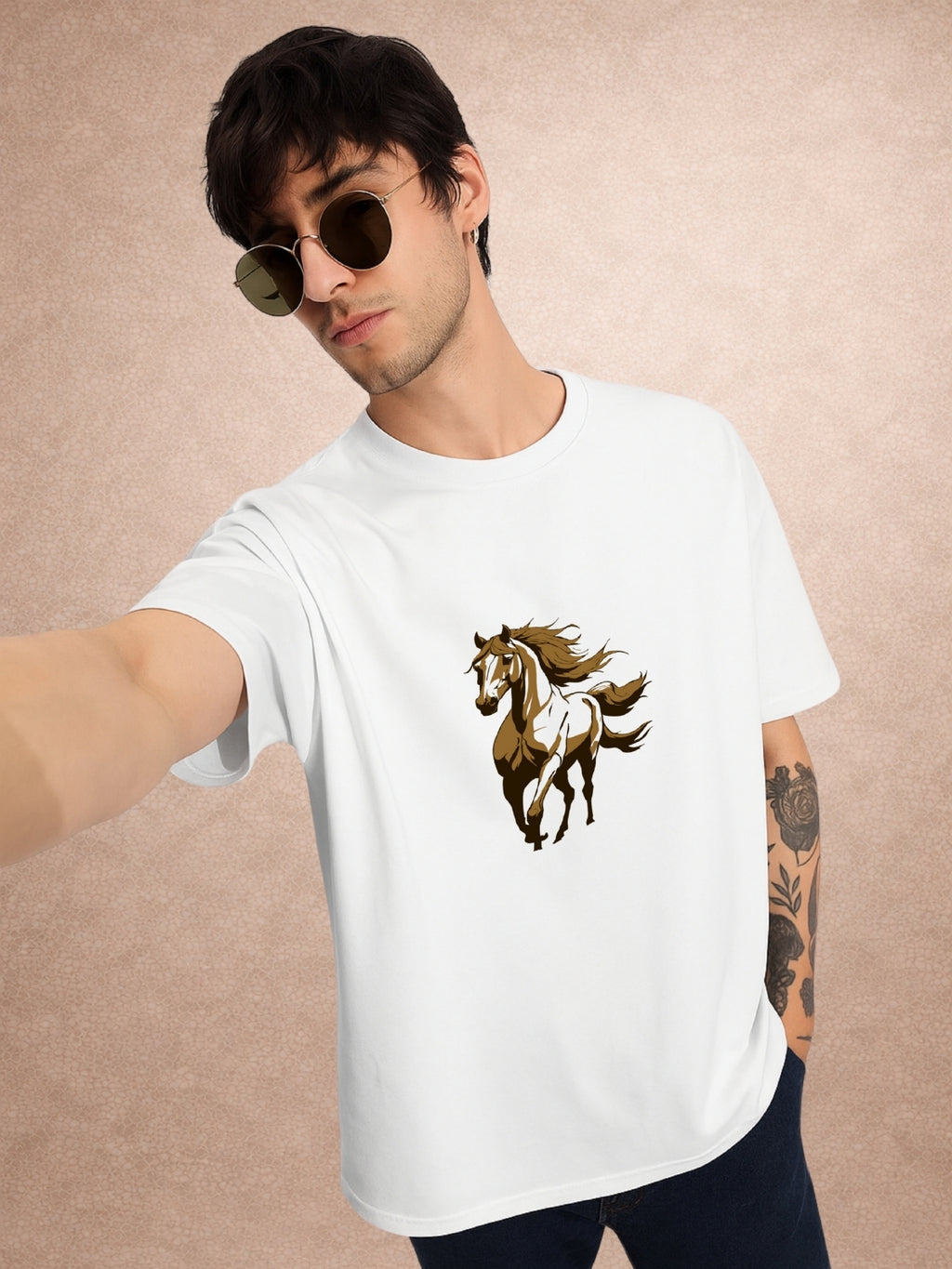 Zwuri Men | Horse - Cloud Nine Oversized T-Shirt