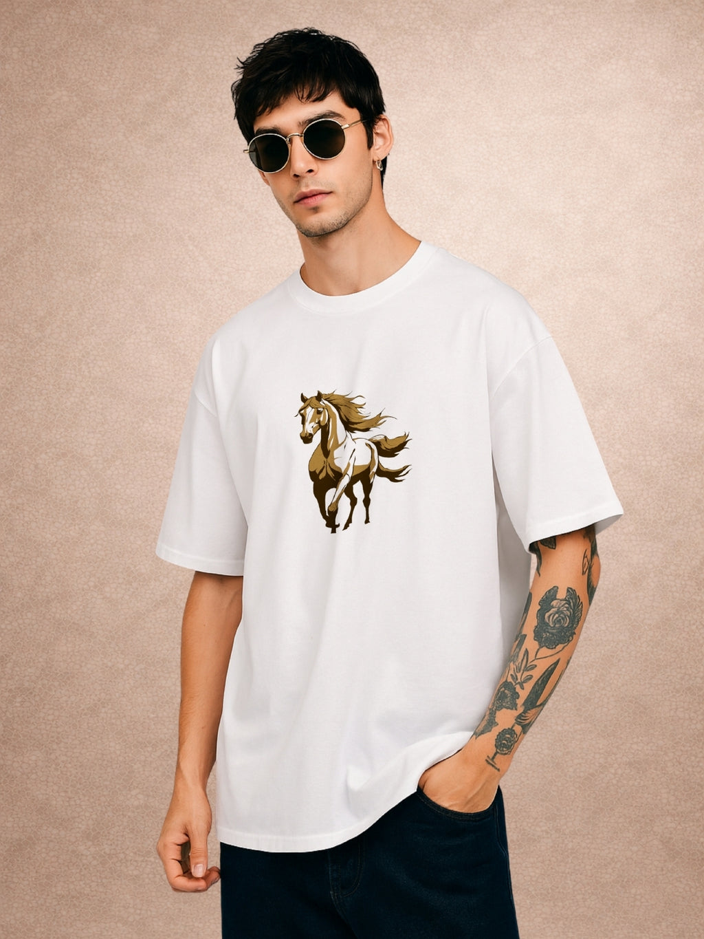 Zwuri Men | Horse - Cloud Nine Oversized T-Shirt